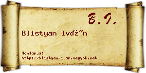 Blistyan Iván névjegykártya